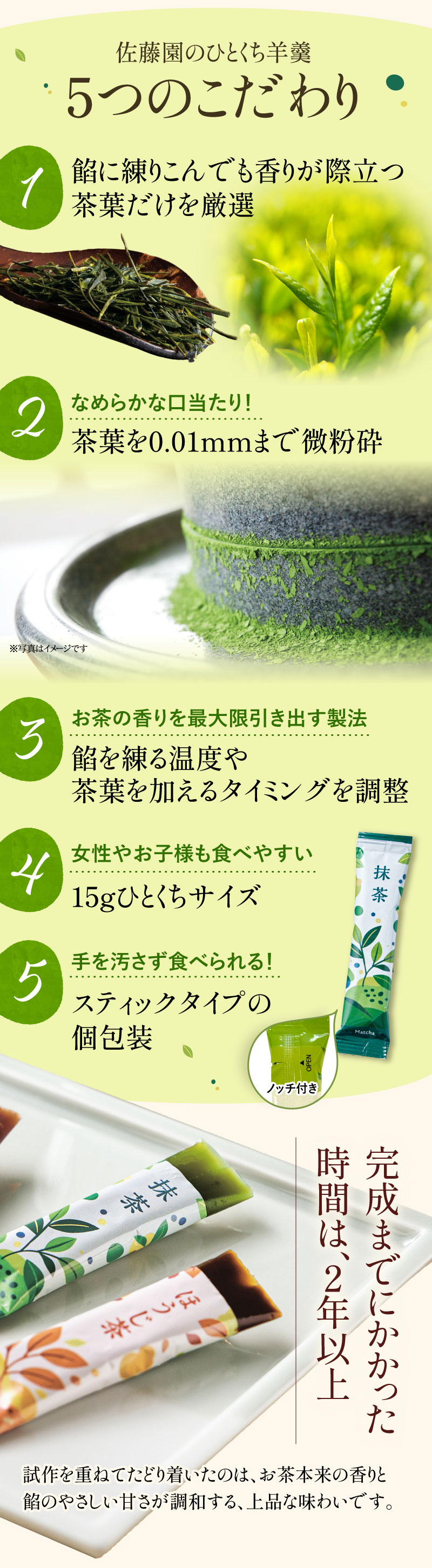 5つのこだわり／完成までにかかった時間は2年以上