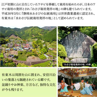 わさび栽培発祥の地「有東木」の本わさび 中サイズ1本とさめ吉（ミニ